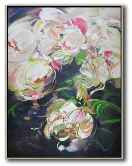 Huge Abstract Painting On Canvas,Hame Made Extra Large Vertical Abstract Flower Oil Painting,Xl Large Canvas Art #A1J7