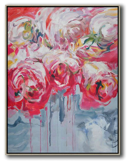 Extra Large Acrylic Painting On Canvas,Hame Made Extra Large Vertical Abstract Flower Oil Painting,Large Canvas Art #B0R9