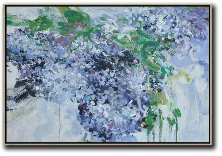 Large Abstract Art Handmade Oil Painting,Horizontal Abstract Flower Painting Living Room Wall Art,Canvas Wall Paintings #C0N3